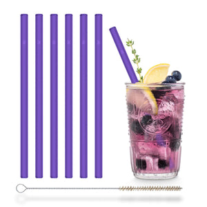 Pink glass straws 6x 8 inch (20 cm) Straight - NEON