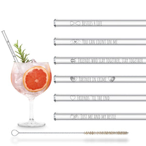 Glass Straws with Best Friend Engraving nice quotes reusable dish washer safe