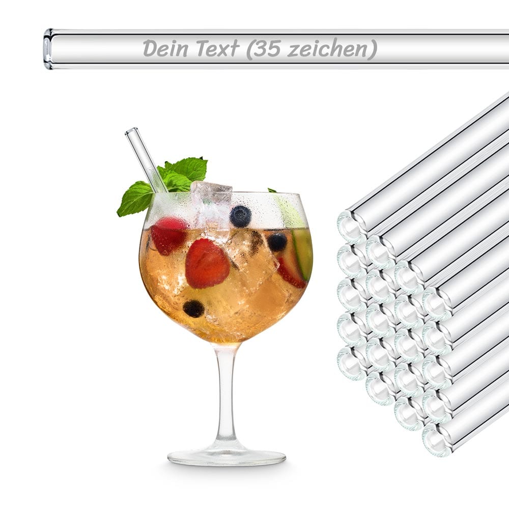 HALM 20x 12 inch (30 cm) glass straws for bottles with personal engraving  party straws - HALM Straws