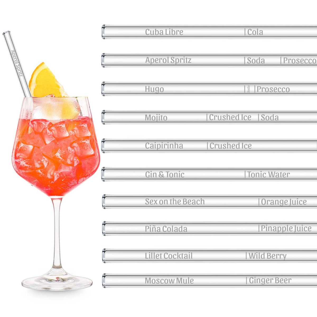 HALM 50x 12 inch (30 cm) glass straws with engraving for bottles from 0.33  - 1 liter - HALM Straws