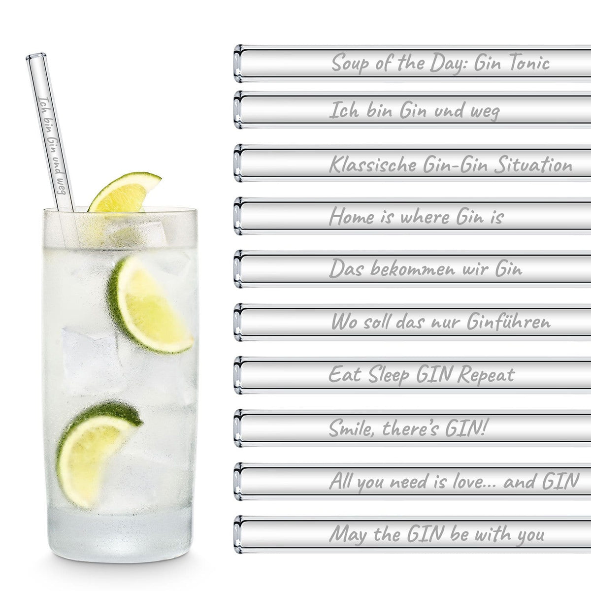 HALM 20x 12 inch (30 cm) glass straws for bottles with personal engraving  party straws - HALM Straws