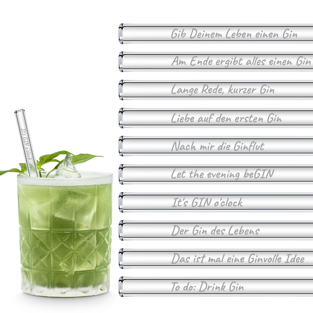 HALM 20x 12 inch (30 cm) glass straws for bottles with personal engraving  party straws - HALM Straws