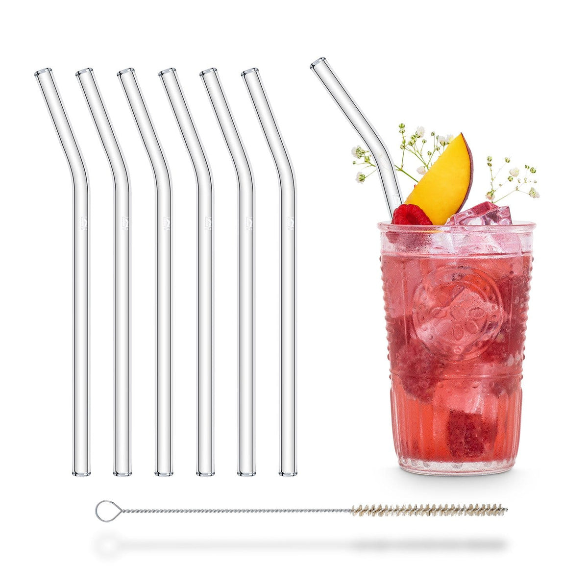 Curvy Glass Straw Set